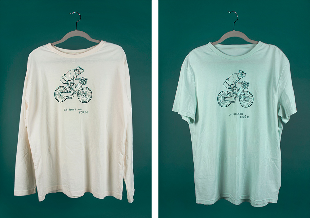 T-shirt beige et blanc